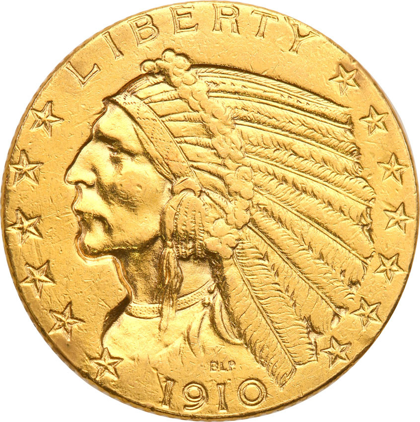 USA 5 dolarów 1910 Indianin st.3+